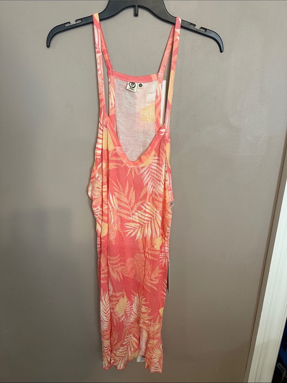 Lagaci Coral & Peach Tropical Print Swim Coverup
